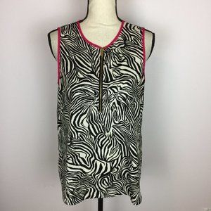 Vince Camuto Blouse Tank Top Size S Womans Black White Zebra Print Sleeveless